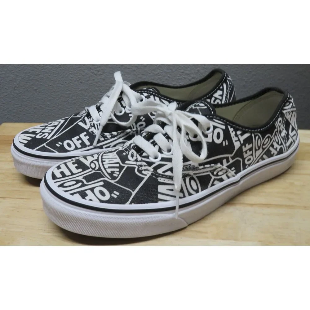VANS Doheny OTW Repeat Black White Logo Print Low Top Sneakers Sz Men's 7 US EUC